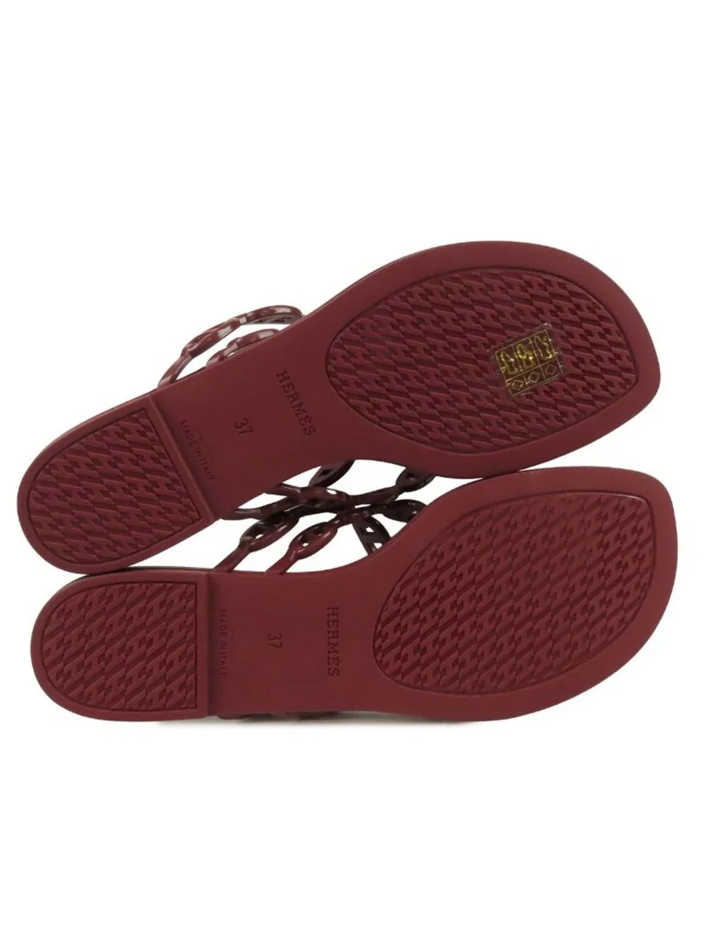 Hermes Island Bordeaux Rubber Chaine D'ancre Sandals
